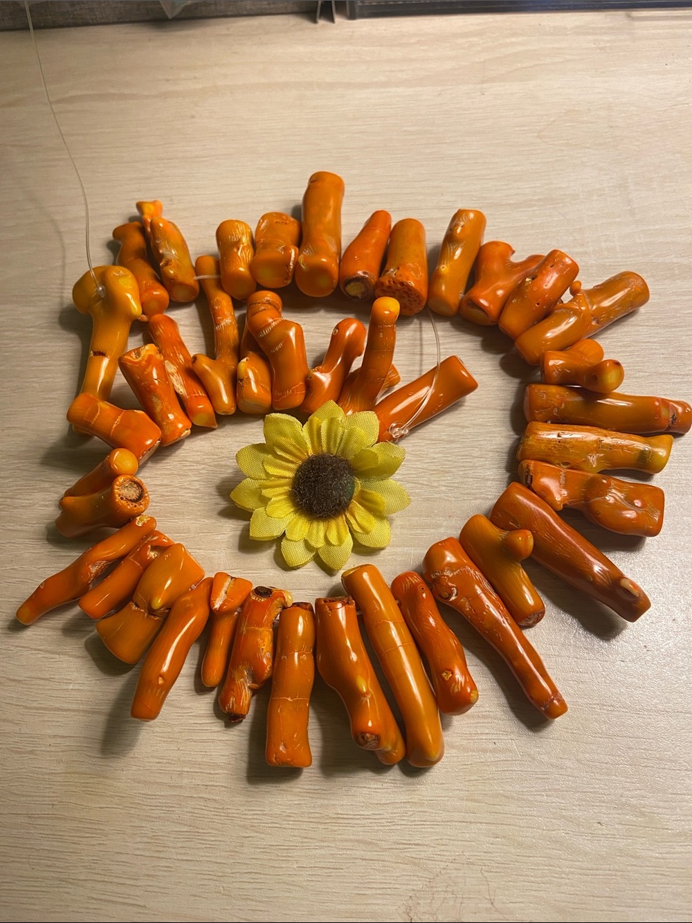 Handmade Orange Coral-Style Bead Necklace for Women